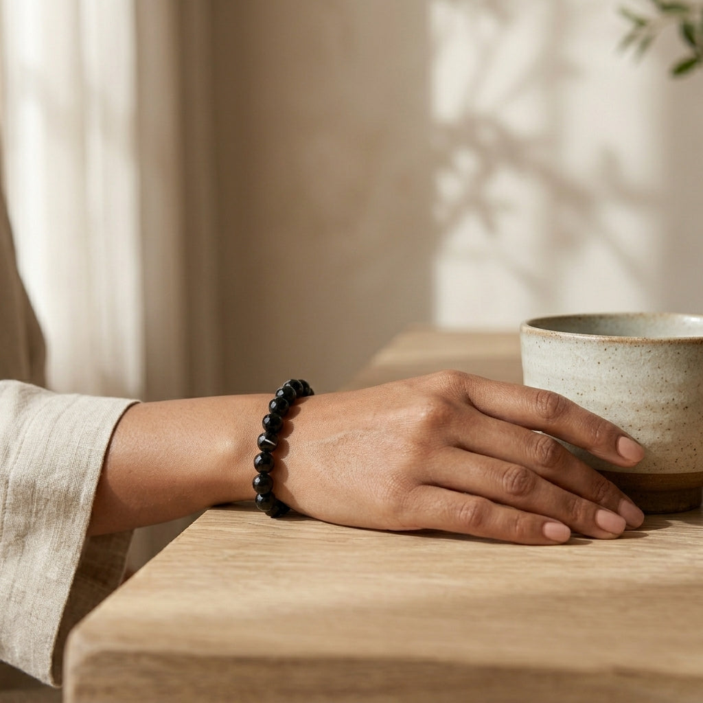 Natural Sulemani Haqiq Bracelet 8MM | Premium Black Agate Protection Bracelet