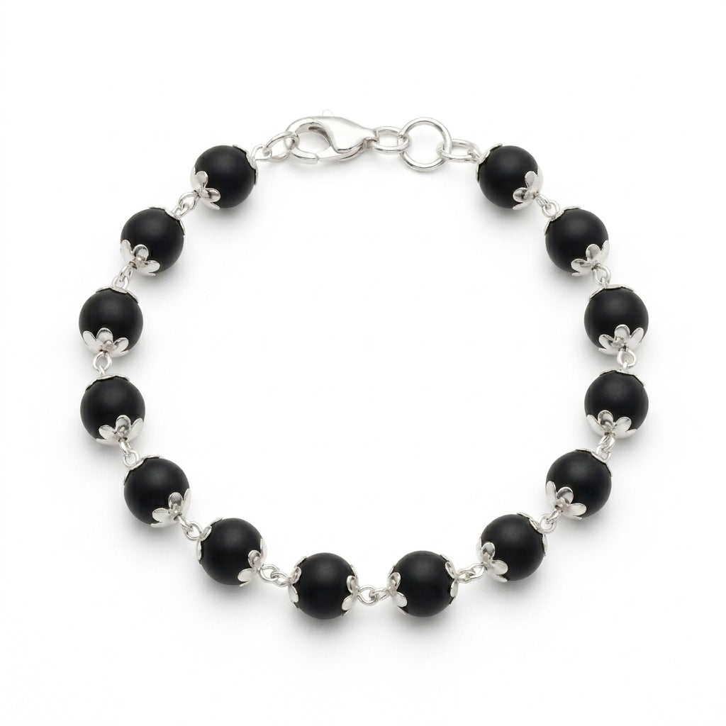 Natural Karungali Bracelet 7MM with Premium Caps | Protection, Positive Energy & Spiritual Balance | Rudriva