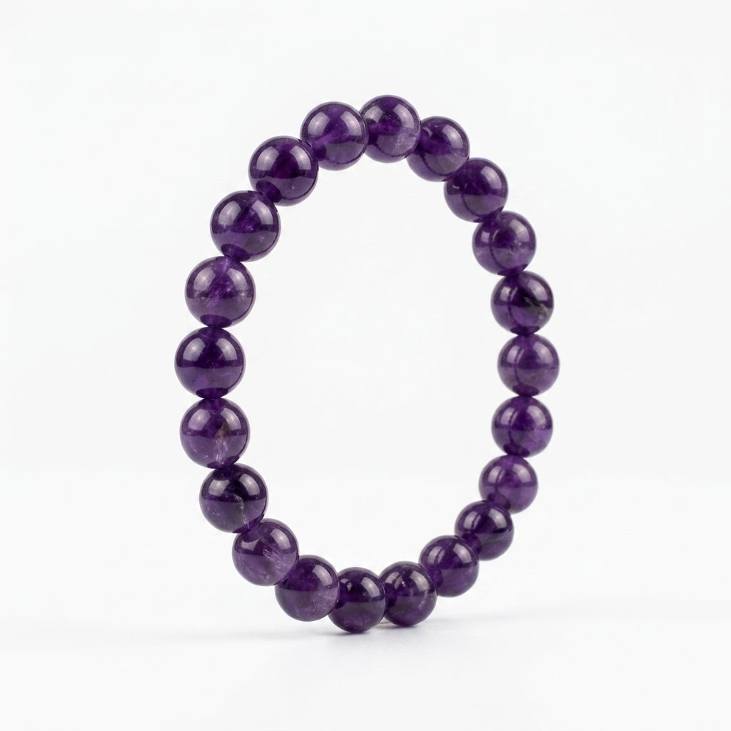Natural Purple Quartz Bracelet 8MM | Premium Amethyst Crystal Bracelet for Peace & Intuition
