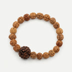Natural Five Mukhi Rudraksha Bracelet with Premium Big Rudraksha Bead | White Elastic Bracelet