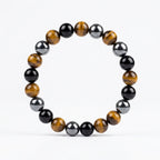 Natural Triple Protection Bracelet | Tiger Eye, Black Obsidian & Hematite Energy Bracelet