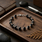 Natural Karungali Bracelet 7MM with Premium Caps | Protection, Positive Energy & Spiritual Balance | Rudriva
