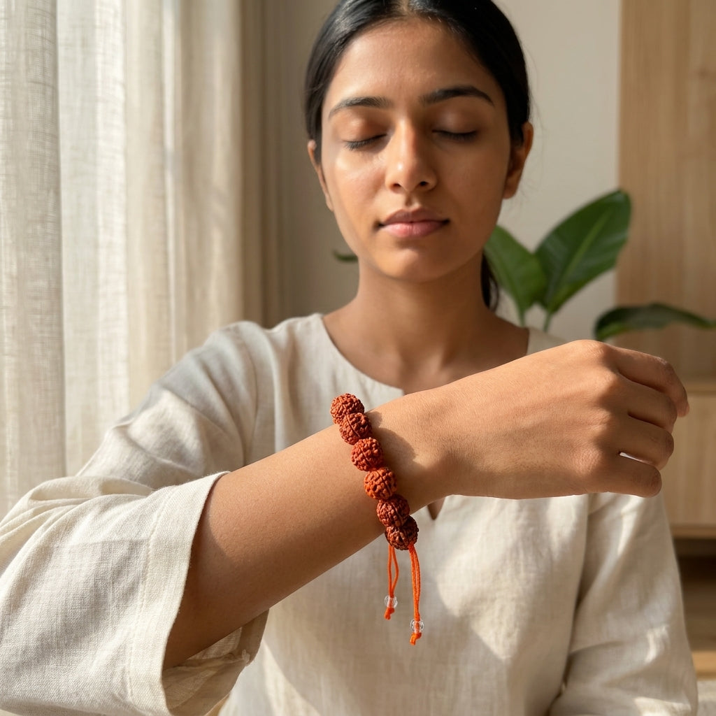 Natural Five Mukhi Rudraksha Bracelet Black | Premium Spiritual Bracelet