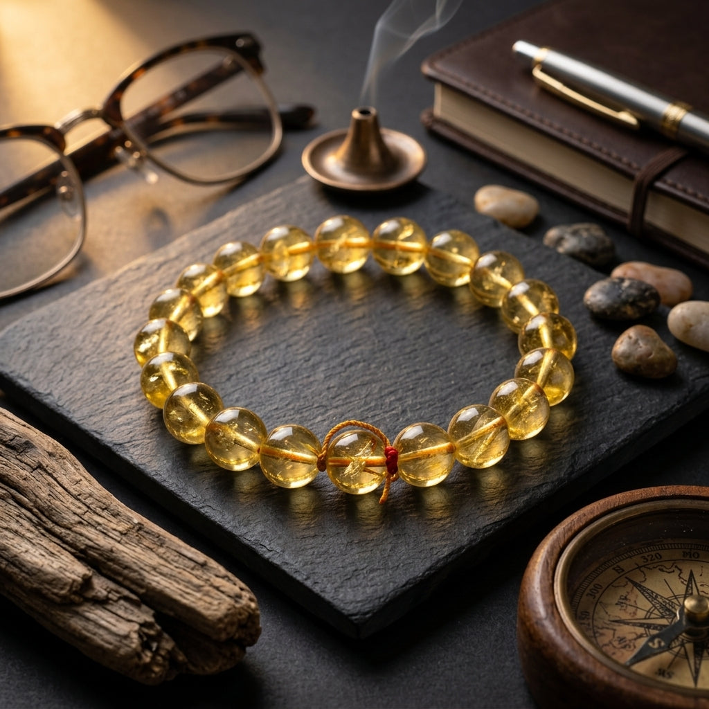 Natural Citrine Quartz Bracelet 8MM | Premium Wealth & Success Crystal Bracelet