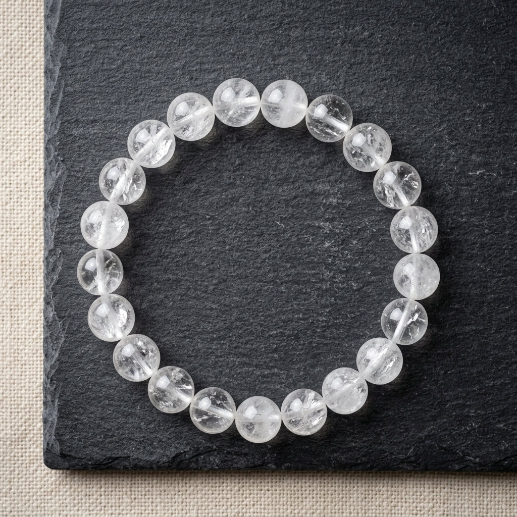 Sphatik Crystal Bracelet 8MM Natural Clear Quartz Healing Bracelet for Men & Women