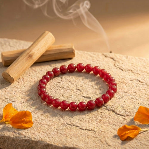 Natural Red Haqiq Bracelet | Red Agate Healing Crystal Bracelet