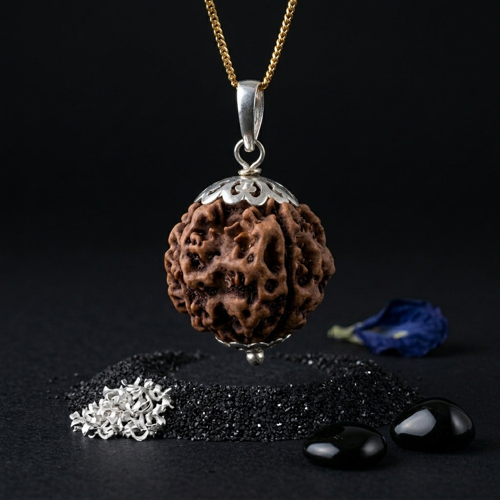 Nepali 4 Mukhi Rudraksha Locket for Wisdom, Focus & Communication | Authentic & Energized | Rudriva