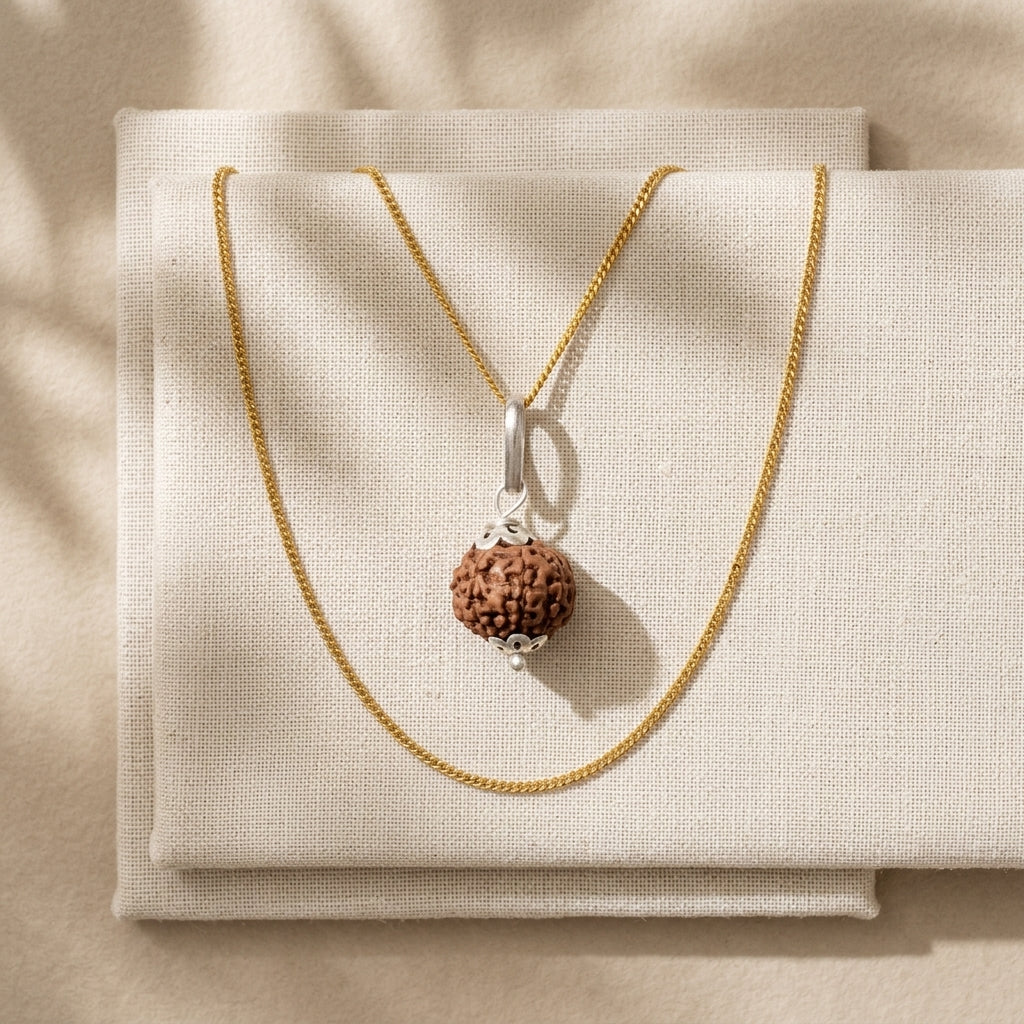 Natural 7 Mukhi Rudraksha Locket for Wealth, Career Growth & Positive Energy | Authentic & Energized | Rudriva