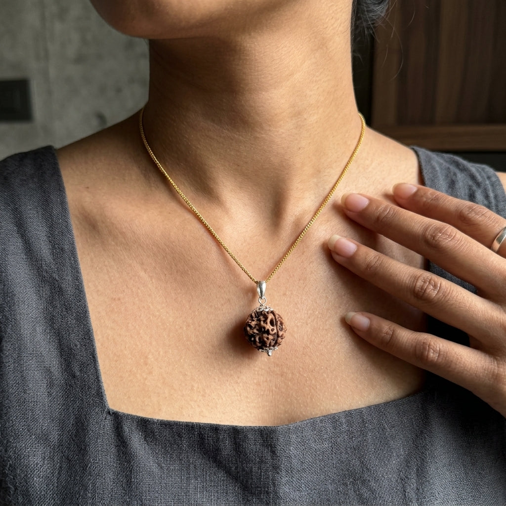 Nepali 4 Mukhi Rudraksha Locket for Wisdom, Focus & Communication | Authentic & Energized | Rudriva