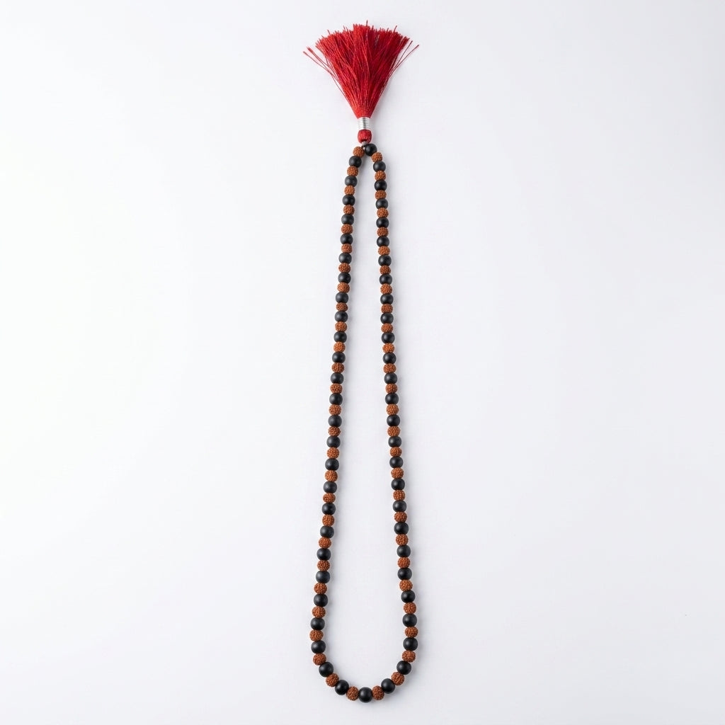 Karungali Rudraksha Mala | Sacred Karungali Wood & Rudraksha 108 Beads Mala for Protection, Meditation and Spiritual Growth
