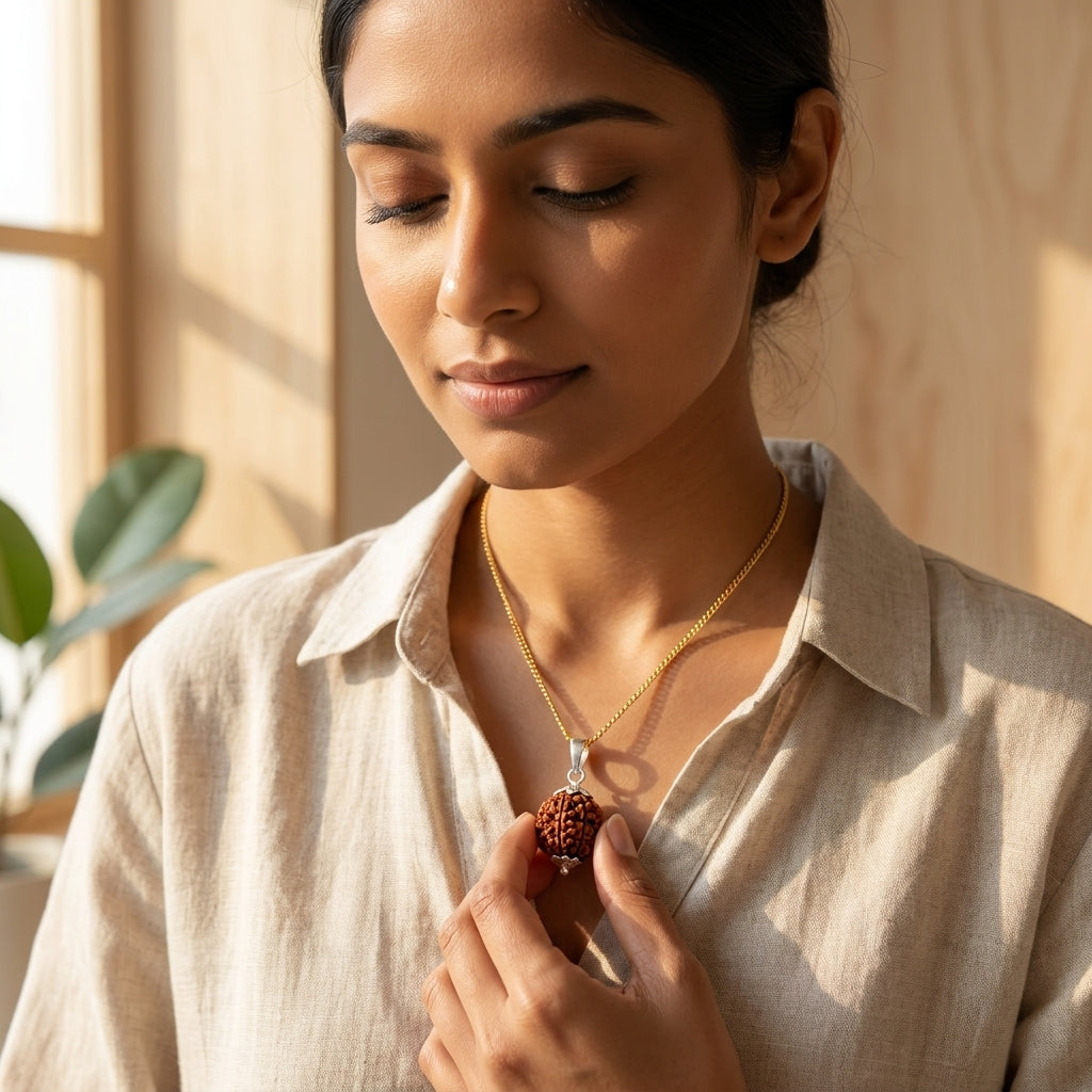 Natural 3 Mukhi Rudraksha Locket for Confidence, Positivity & Inner Strength | Authentic & Energized | Rudriva