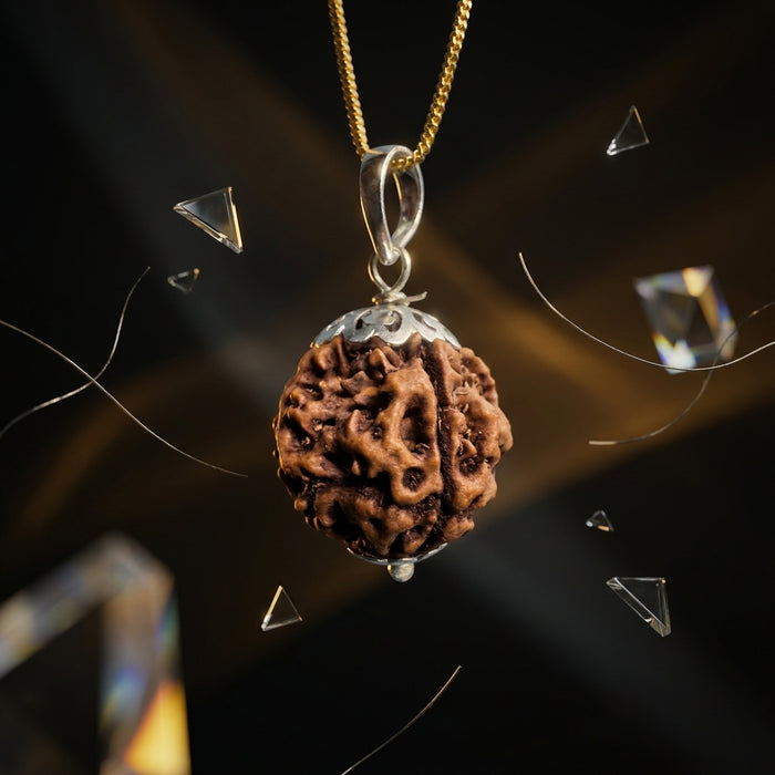 Nepali 4 Mukhi Rudraksha Locket for Wisdom, Focus & Communication | Authentic & Energized | Rudriva