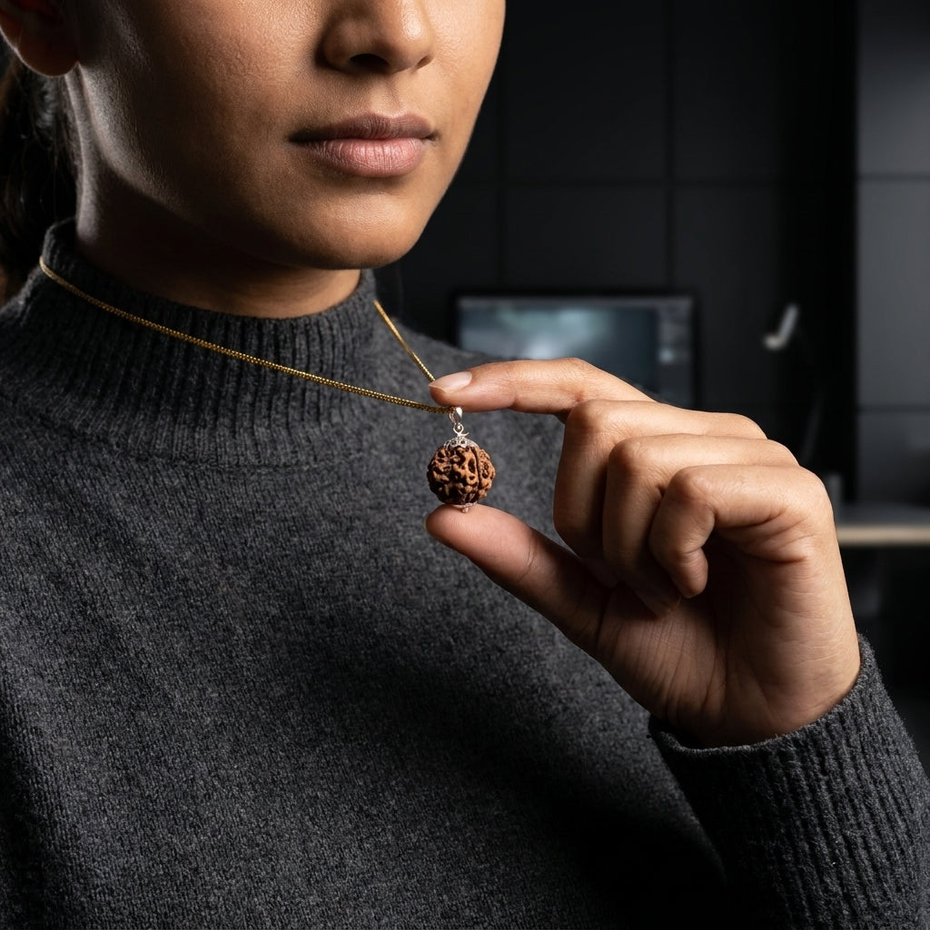 Nepali 4 Mukhi Rudraksha Locket for Wisdom, Focus & Communication | Authentic & Energized | Rudriva