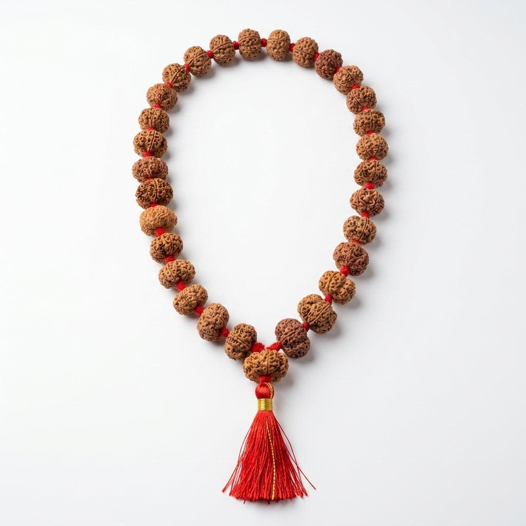 Rare Nepal Flat Rudraksha Mala – 33 Premium Beads | Collector's Edition Authentic Nepal Rudraksha for Spiritual Power & Devotional Wear