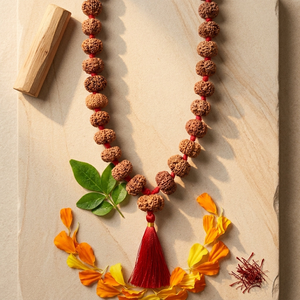 Rare Nepal Flat Rudraksha Mala – 33 Premium Beads | Collector's Edition Authentic Nepal Rudraksha for Spiritual Power & Devotional Wear