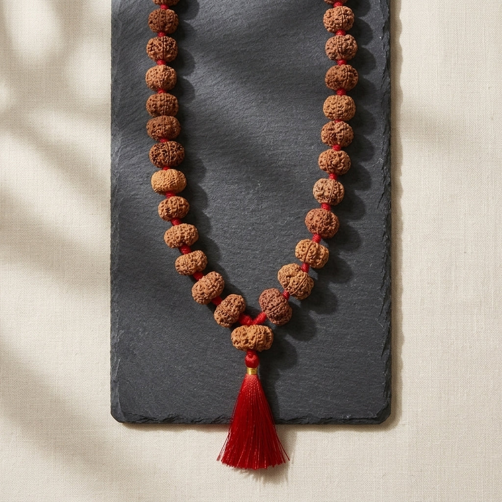 Rare Nepal Flat Rudraksha Mala – 33 Premium Beads | Collector's Edition Authentic Nepal Rudraksha for Spiritual Power & Devotional Wear