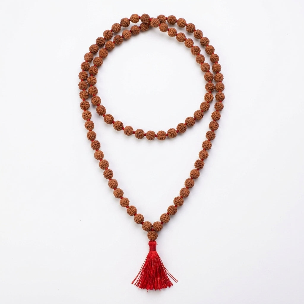 Five Mukhi Rudraksha Mala White 5MM | Natural 108 Beads Japa Mala for Meditation, Prayer & Spiritual Growth