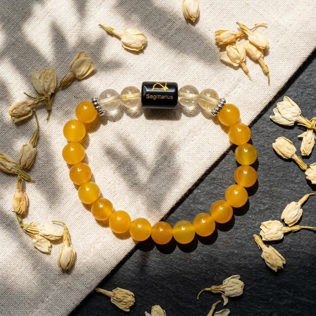 Citrine Zodiac Bracelet 8MM | Optimism, Abundance & Joy – धनु राशि (Sagittarius)