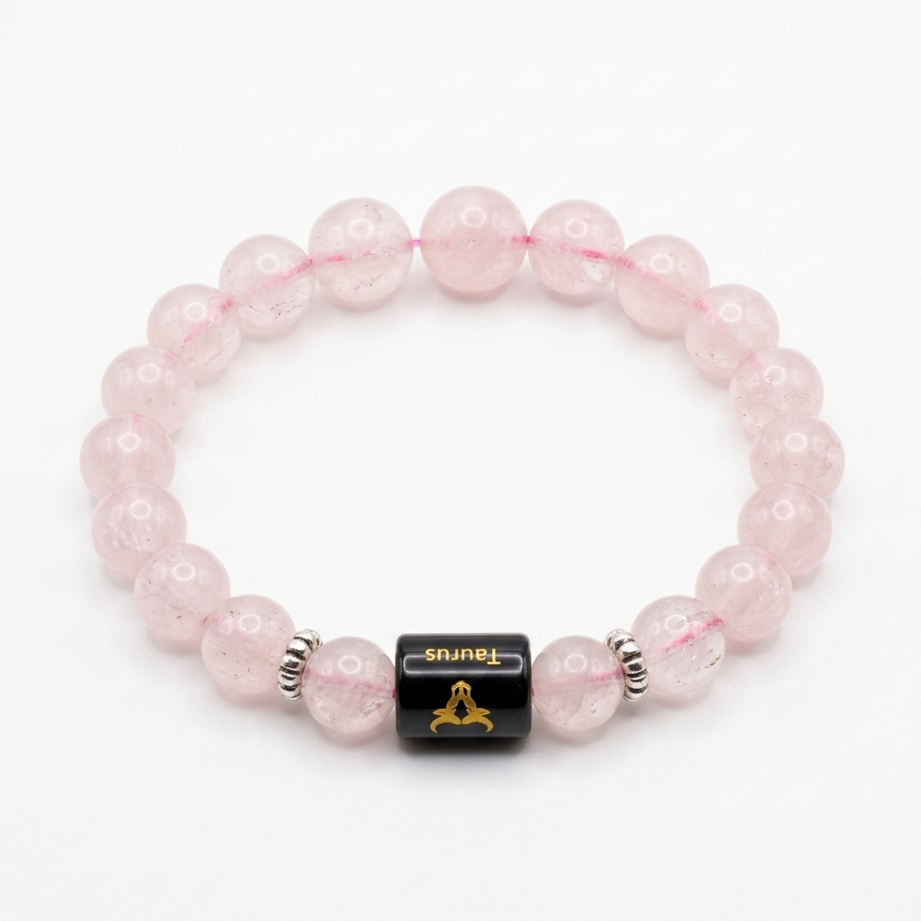 Rose Quartz Zodiac Bracelet 8MM | Love, Prosperity & Stability – वृषभ राशि (Taurus)
