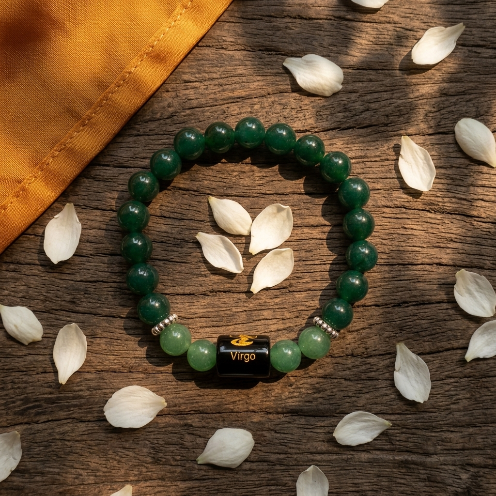 Aventurine Quartz Zodiac Bracelet 8MM | Wisdom, Healing & Growth – कन्या राशि (Virgo)