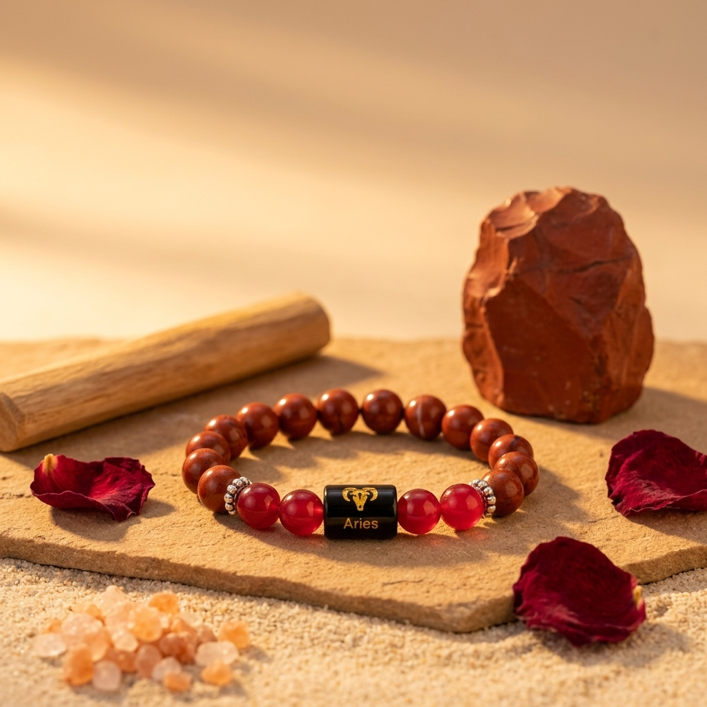 Red Jasper Zodiac Bracelet 8MM | Courage, Strength & Vitality – मेष राशि (Aries)