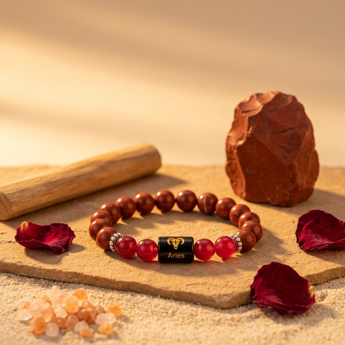 Red Jasper Zodiac Bracelet 8MM | Courage, Strength & Vitality – मेष राशि (Aries)