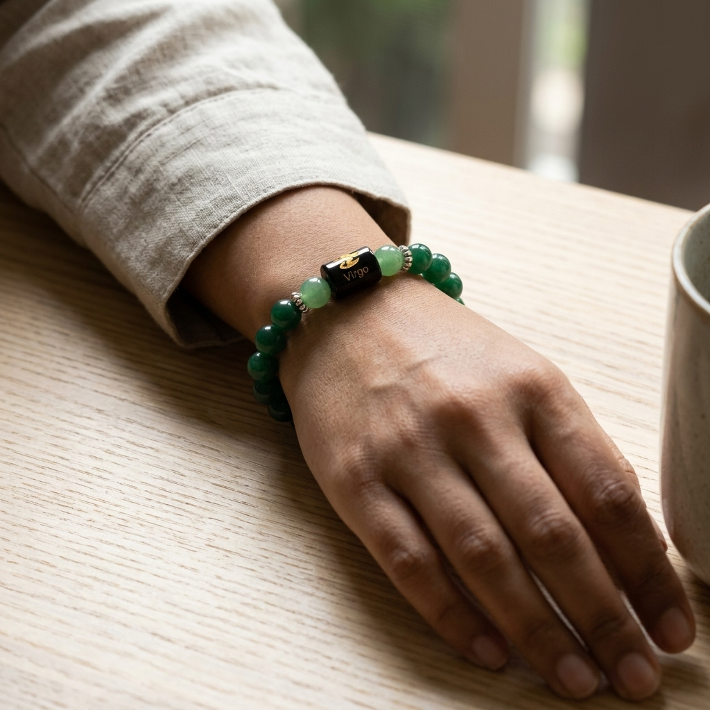 Aventurine Quartz Zodiac Bracelet 8MM | Wisdom, Healing & Growth – कन्या राशि (Virgo)