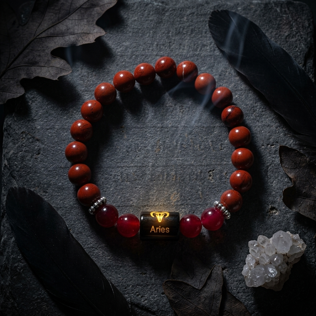 Red Jasper Zodiac Bracelet 8MM | Courage, Strength & Vitality – मेष राशि (Aries)
