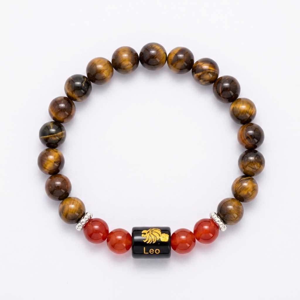 Tiger Eye Zodiac Bracelet 8MM | Confidence, Protection & Authority – सिंह राशि (Leo)