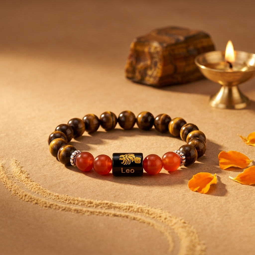 Tiger Eye Zodiac Bracelet 8MM | Confidence, Protection & Authority – सिंह राशि (Leo)