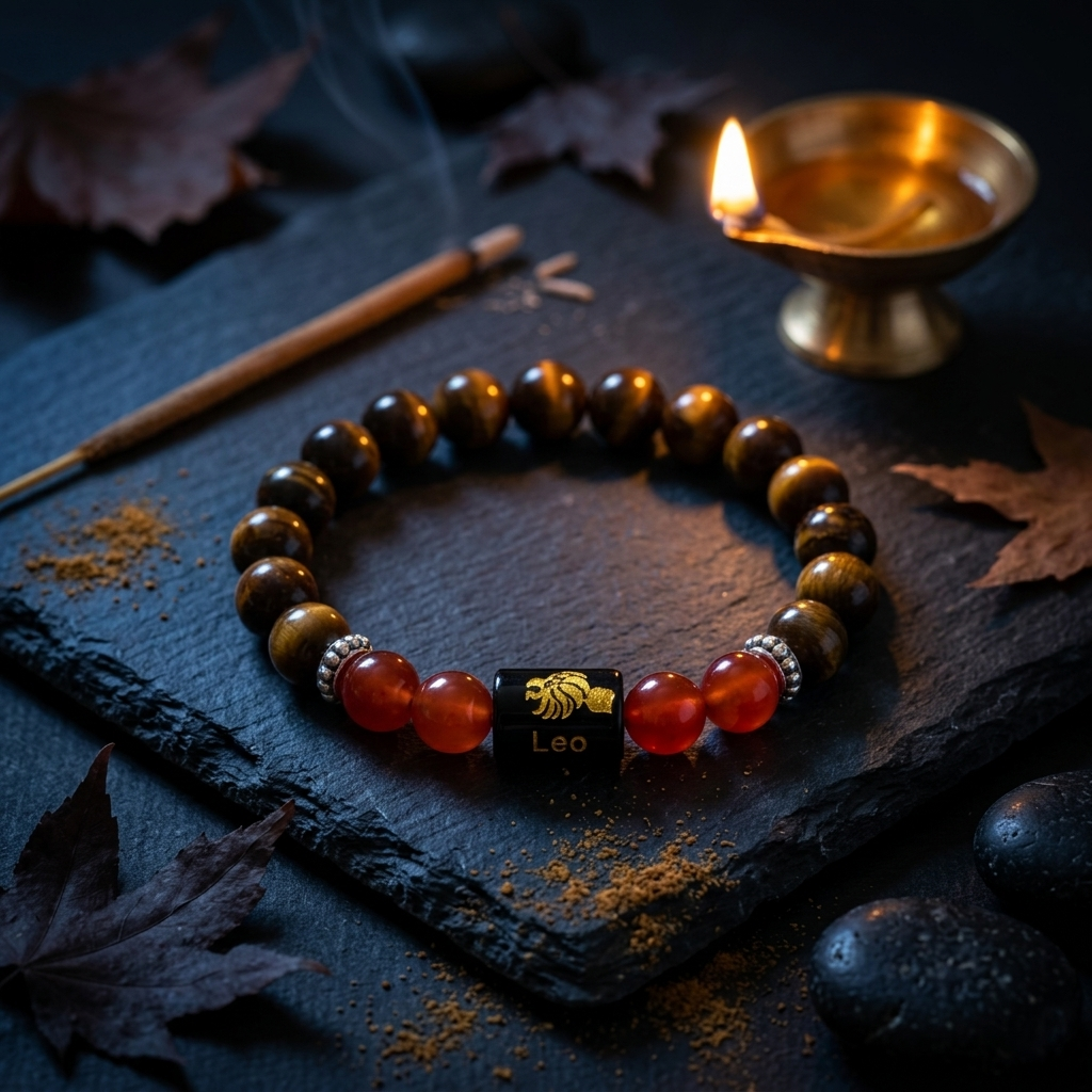 Tiger Eye Zodiac Bracelet 8MM | Confidence, Protection & Authority – सिंह राशि (Leo)