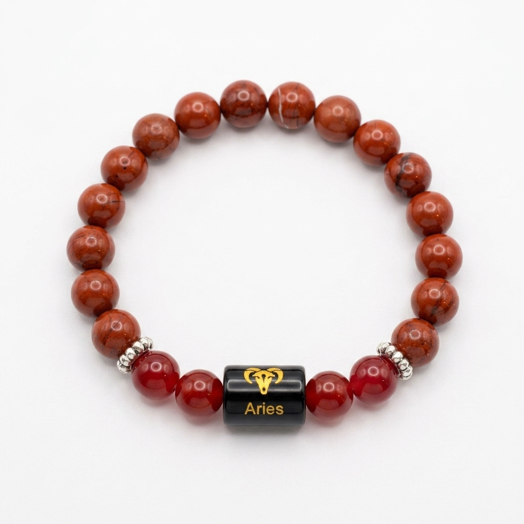 Red Jasper Zodiac Bracelet 8MM | Courage, Strength & Vitality – मेष राशि (Aries)