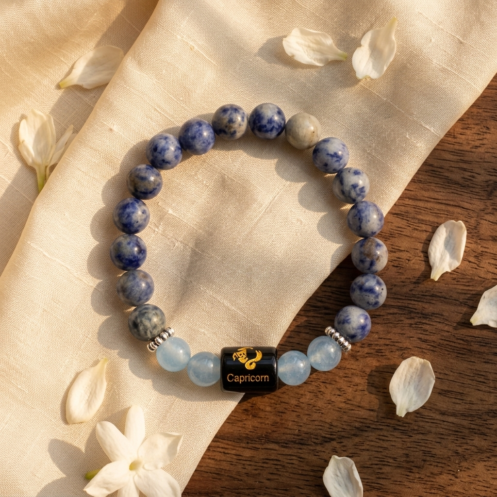 Sodalite Zodiac Bracelet 8MM | Discipline, Focus & Stability – मकर राशि (Capricorn)