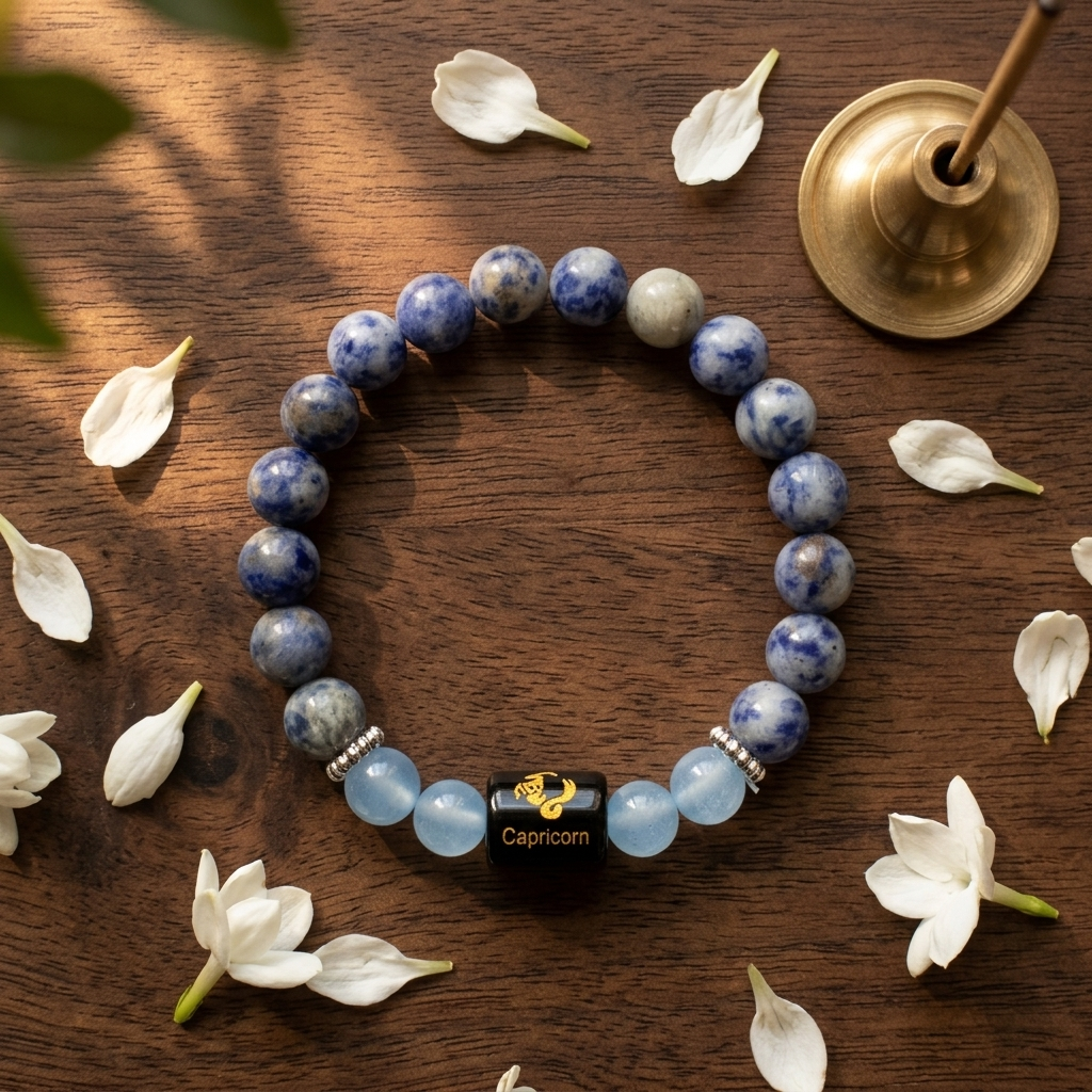 Sodalite Zodiac Bracelet 8MM | Discipline, Focus & Stability – मकर राशि (Capricorn)