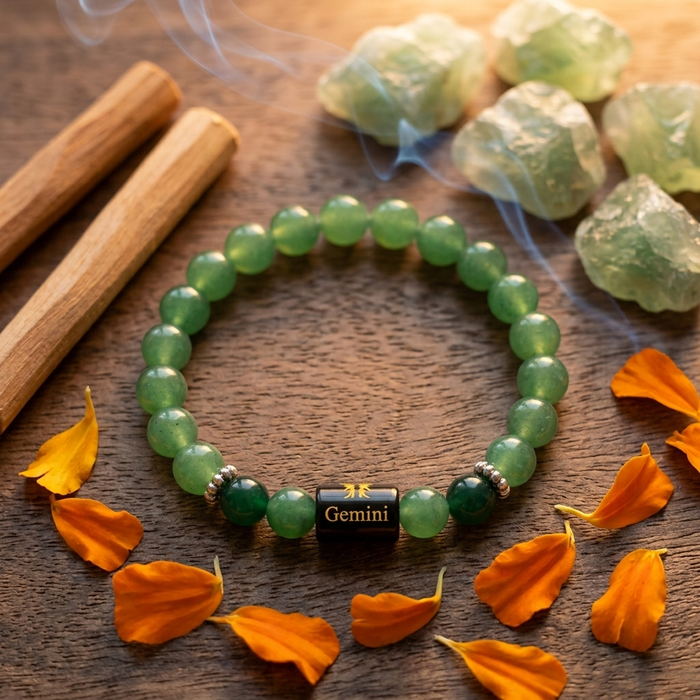 Aventurine Quartz Zodiac Bracelet 8MM | Clarity, Communication & Luck – मिथुन राशि (Gemini)