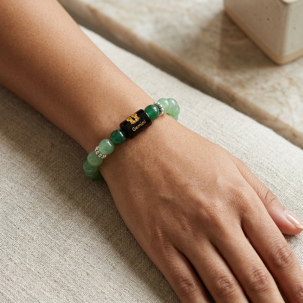 Aventurine Quartz Zodiac Bracelet 8MM | Clarity, Communication & Luck – मिथुन राशि (Gemini)