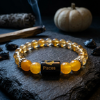 Agate Citrine Zodiac Bracelet 8MM | Spirituality, Calm & Abundance – मीन राशि (Pisces)