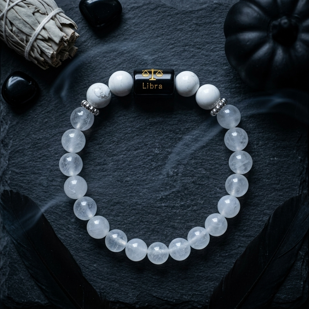 Rock Crystal Howlite Zodiac Bracelet 8MM | Harmony, Protection & Balance – तुला राशि (Libra)