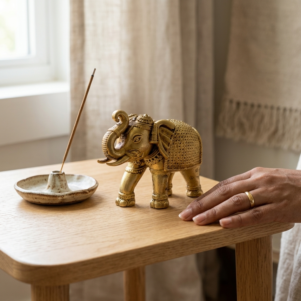 Pure Brass Superfine Intricate Elephant Showpiece | Home Office Decor & Gift