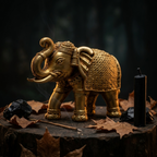 Pure Brass Superfine Intricate Elephant Showpiece | Home Office Decor & Gift