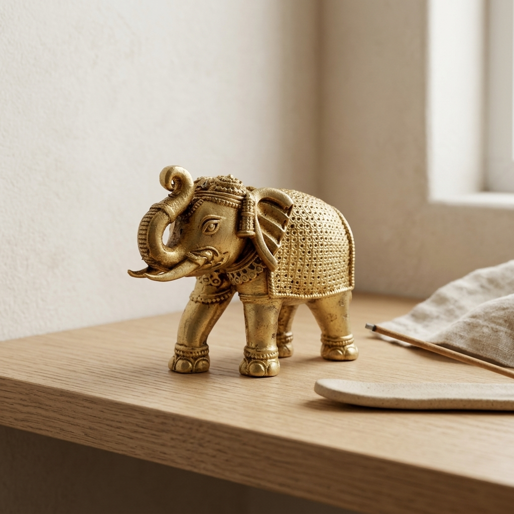 Pure Brass Superfine Intricate Elephant Showpiece | Home Office Decor & Gift