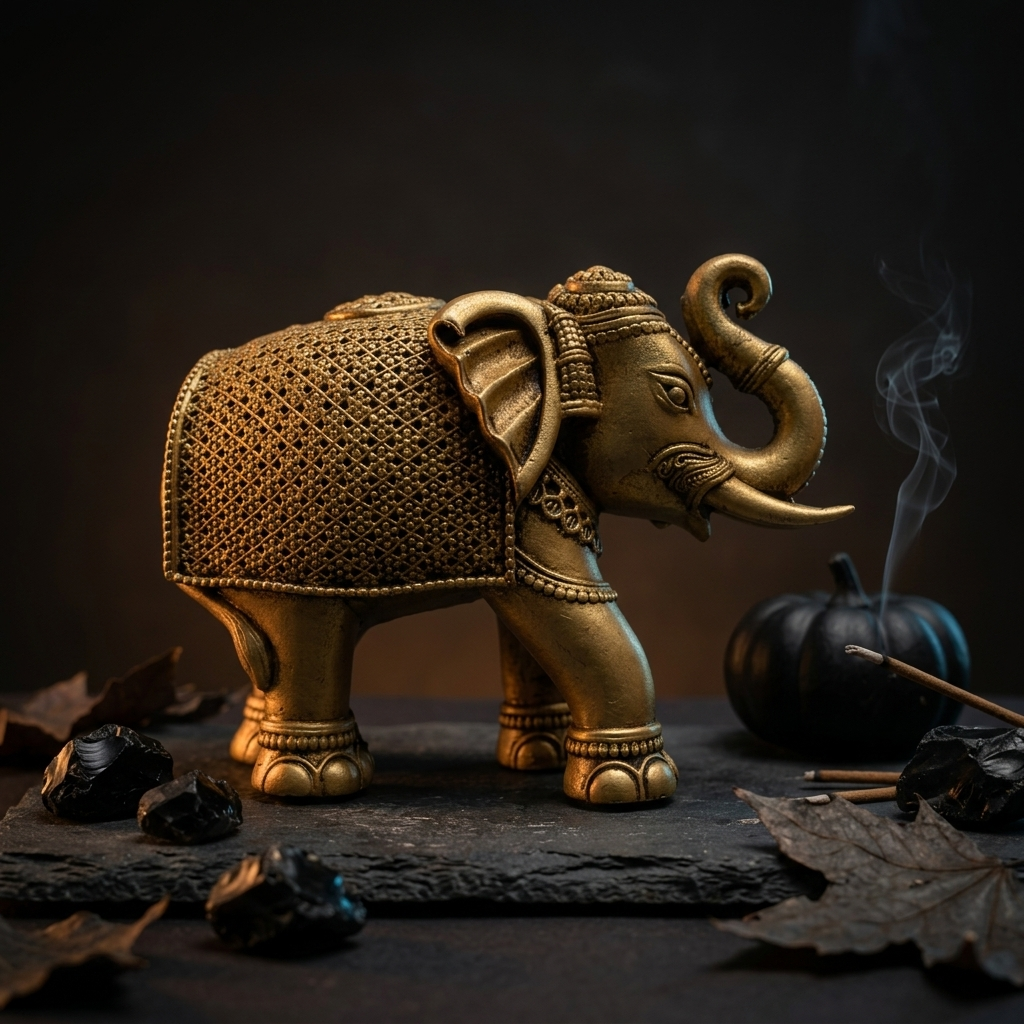 Pure Brass Superfine Intricate Elephant Showpiece | Home Office Decor & Gift
