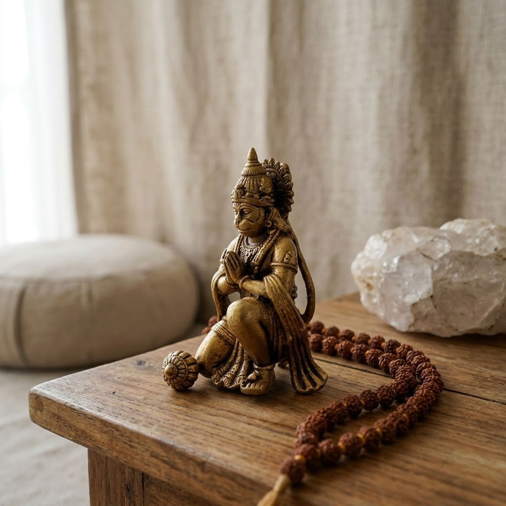 Hanuman Ji Brass Idol | Gold Finish | Home Temple Office Car Dashboard Murti