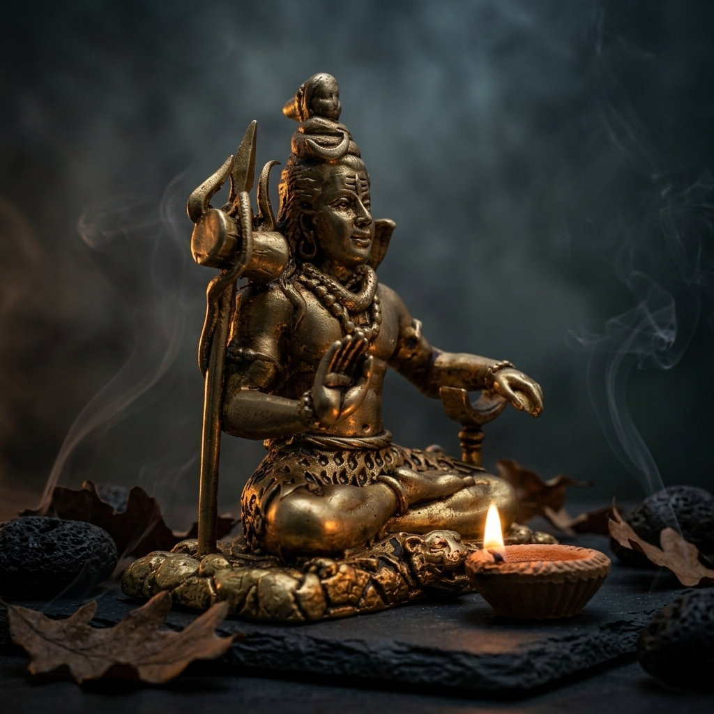 Brass Lord Shiva Meditating Idol | Mahadev Statue | Home Office Temple Decor