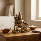 Brass Lord Shiva Meditating Idol | Mahadev Statue | Home Office Temple Decor
