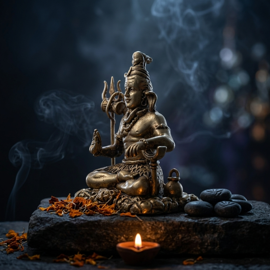 Brass Lord Shiva Meditating Idol | Mahadev Statue for Home Temple Pooja