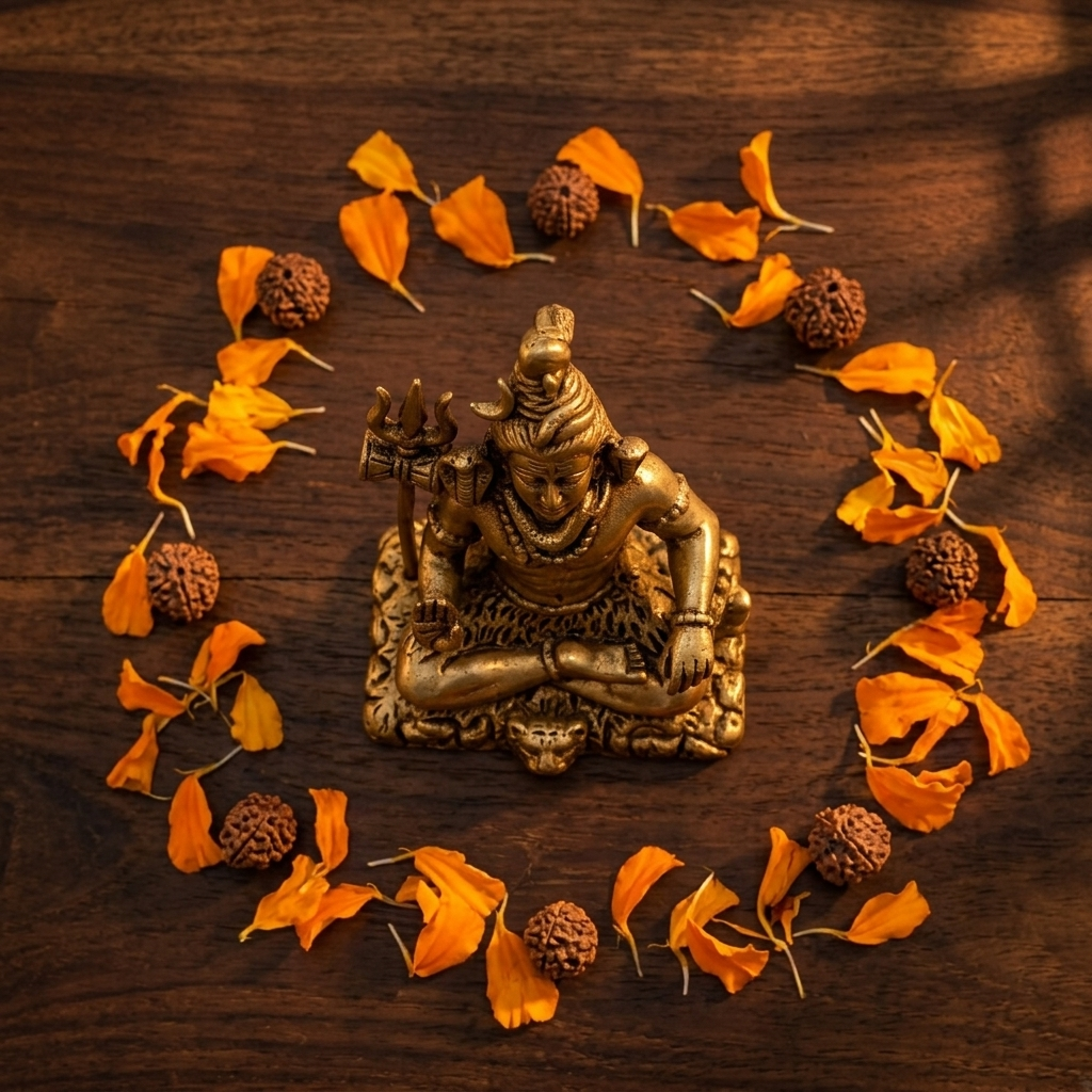 Brass Lord Shiva Meditating Idol | Mahadev Statue | Home Office Temple Decor