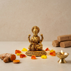 Brass Lakshmi Devi Idol | Antique Finish | Wealth Goddess Statue for Home Temple