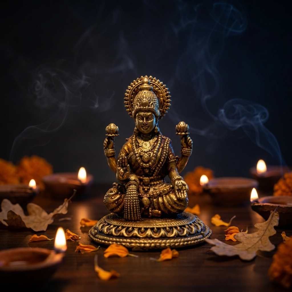 Brass Lakshmi Devi Idol | Antique Finish | Wealth Goddess Statue for Home Temple
