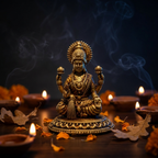 Brass Lakshmi Devi Idol | Antique Finish | Wealth Goddess Statue for Home Temple